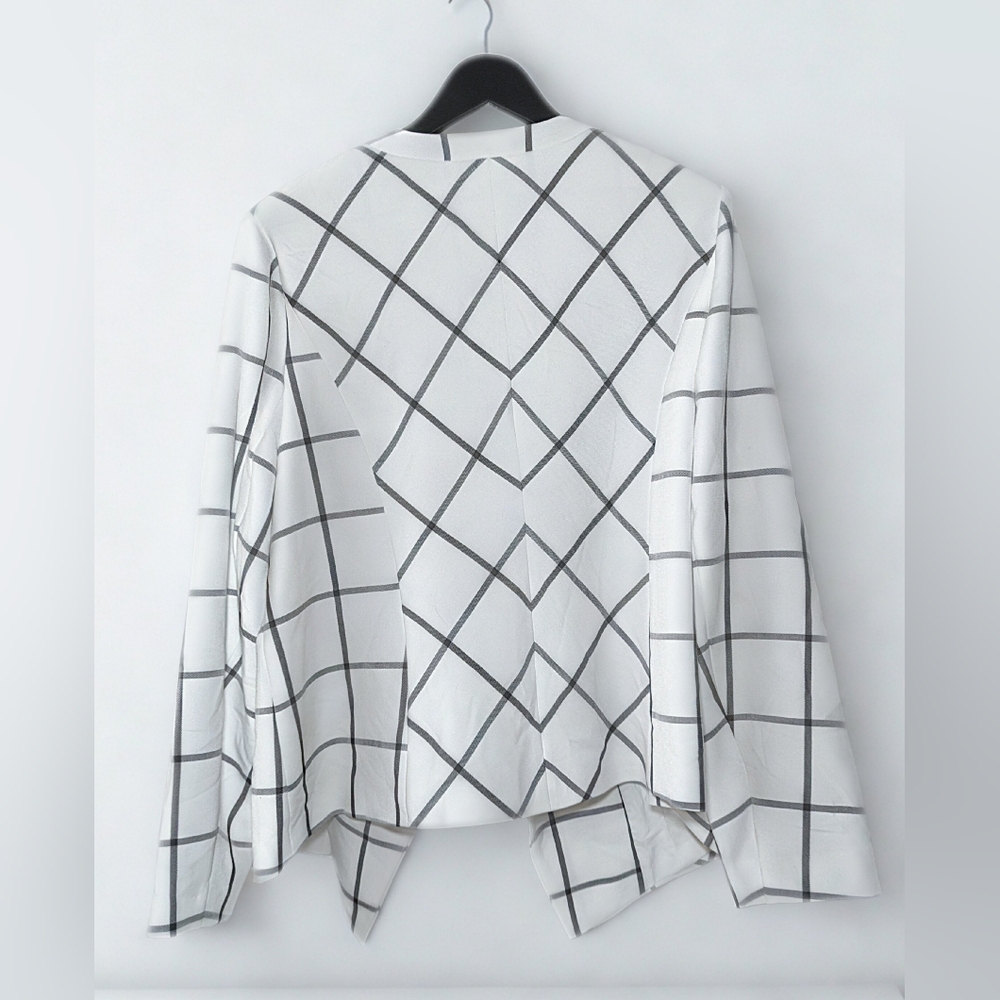 Lane Bryant White Gray Windowpane Open Front Blazer 24 - Picture 2 of 6